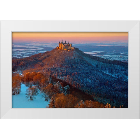 Hohenzollern In  Winter Mood White Modern Wood Framed Art Print by Schumacher, Nicolas