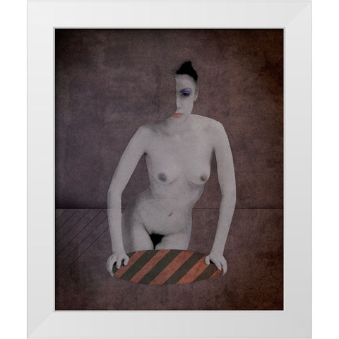 Just A Come-On From The Whores On Seventh Avenue White Modern Wood Framed Art Print by Hattori, Fuyuki