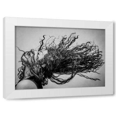 Wave White Modern Wood Framed Art Print by Varasteh, Vahid