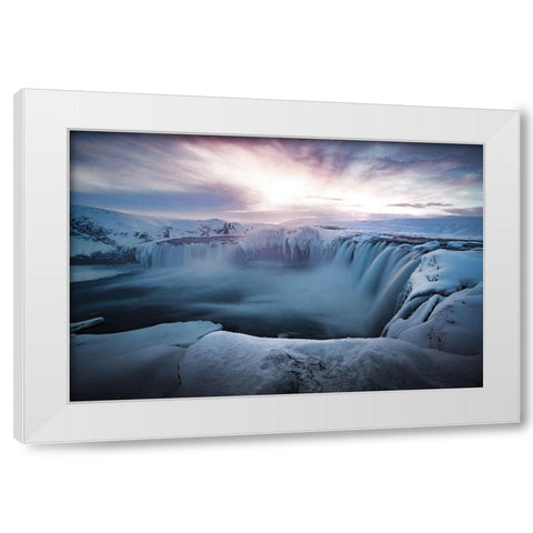 Morning Godafoss White Modern Wood Framed Art Print by Bradnam, Colin