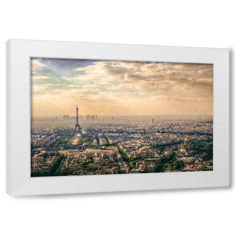 Paris-France White Modern Wood Framed Art Print by Kazzaz, Mohamed