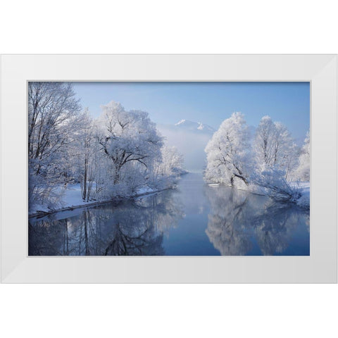 Coldest Morning White Modern Wood Framed Art Print by Maier, Norbert