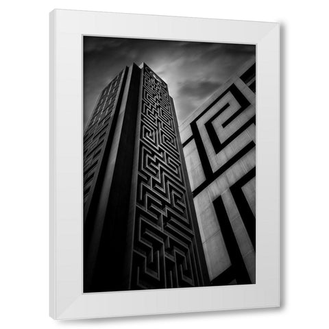 Double Maze White Modern Wood Framed Art Print by Jamal, Khalid