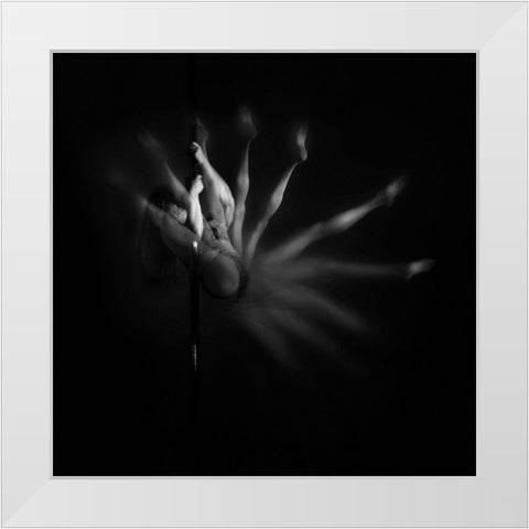 Pole Dancer White Modern Wood Framed Art Print by Garci, Xavier