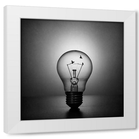 Fly To The Light White Modern Wood Framed Art Print by Ivanova, Victoria