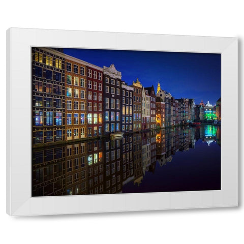 Amsterdam At Night 2017 White Modern Wood Framed Art Print by Pablo De, Juan