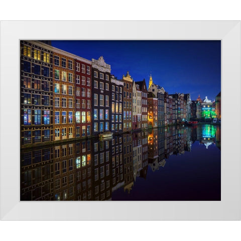 Amsterdam At Night 2017 White Modern Wood Framed Art Print by Pablo De, Juan