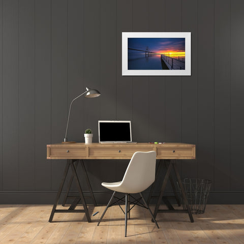 Ponte Vasco Da Gama White Modern Wood Framed Art Print by Ribeiro, Rui