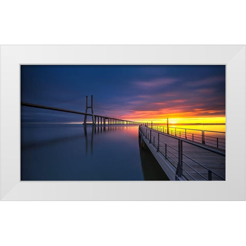 Ponte Vasco Da Gama White Modern Wood Framed Art Print by Ribeiro, Rui