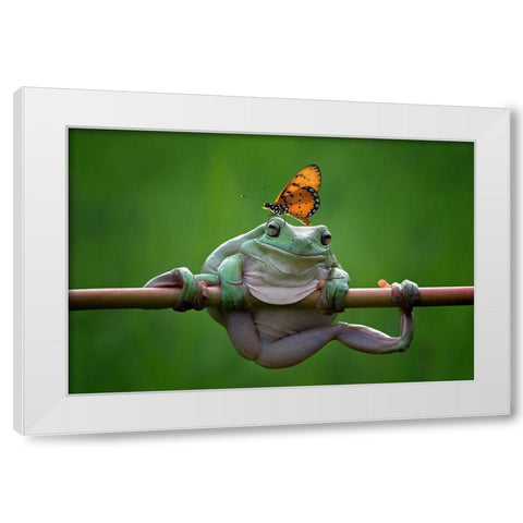 My Best Friend White Modern Wood Framed Art Print by Pamungkas, Edy