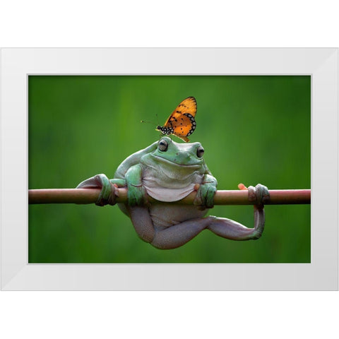 My Best Friend White Modern Wood Framed Art Print by Pamungkas, Edy