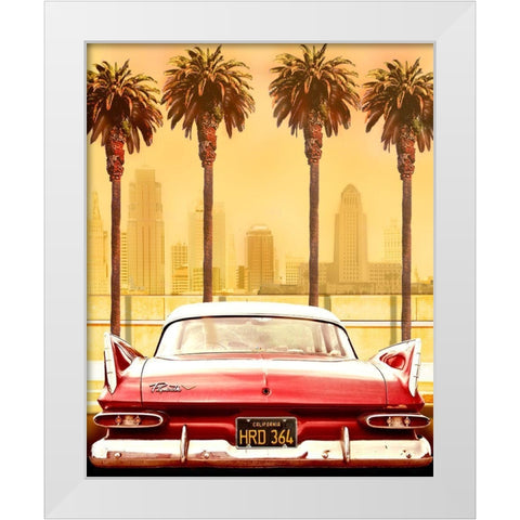 Plymouth Savoy With Palms White Modern Wood Framed Art Print by Butterworth, Larry