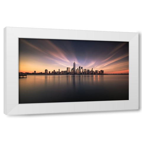 A Qfloatingq City White Modern Wood Framed Art Print by Dai, Wei