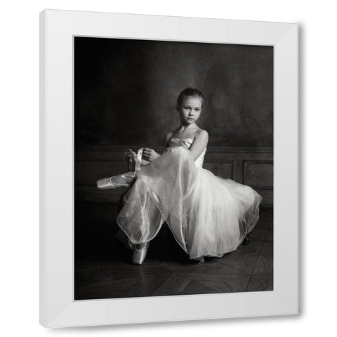 The Little Ballet Dancer White Modern Wood Framed Art Print by Ivanova, Victoria