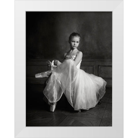 The Little Ballet Dancer White Modern Wood Framed Art Print by Ivanova, Victoria