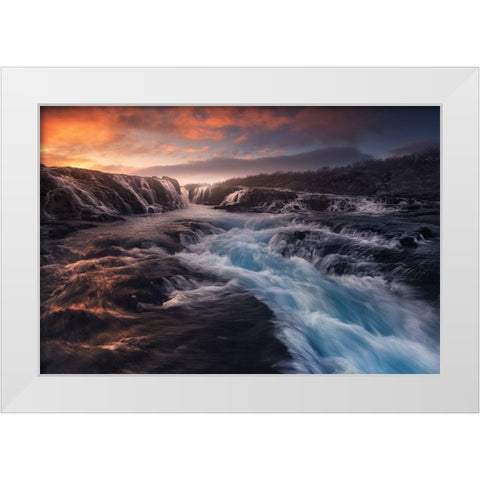 Blue Flow White Modern Wood Framed Art Print by F. Turienzo, Carlos