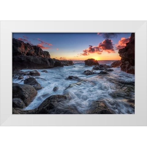 Sunstars Rocks White Modern Wood Framed Art Print by Pascual, Miguel