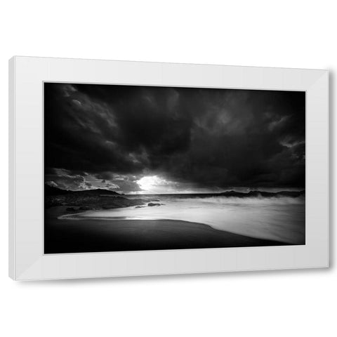 Storm Lights White Modern Wood Framed Art Print by Pascual Buye, Santiago