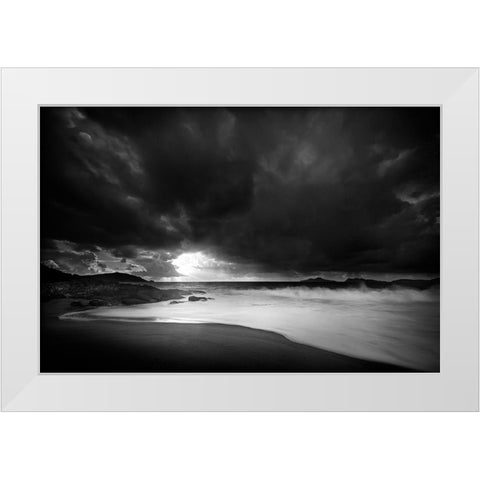 Storm Lights White Modern Wood Framed Art Print by Pascual Buye, Santiago