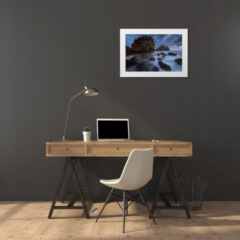 By The Sea White Modern Wood Framed Art Print by Zhang, Joshua