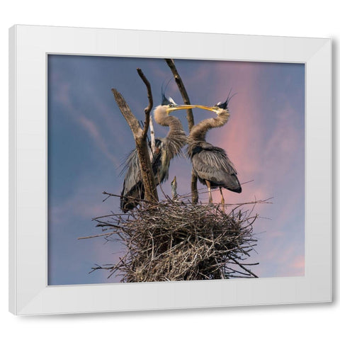 Happy Family Trio White Modern Wood Framed Art Print by Wang, Kevin