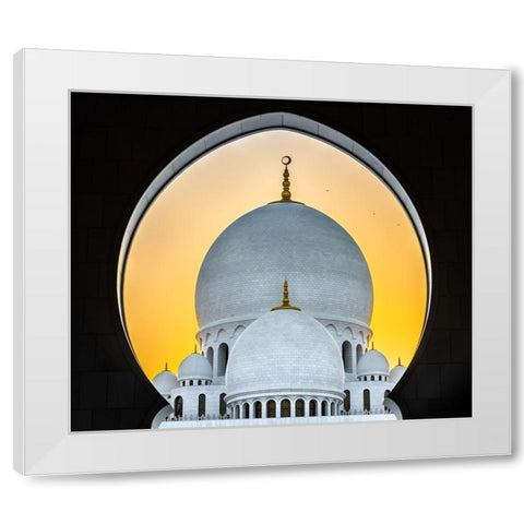 Sunset In Abu Dhabi White Modern Wood Framed Art Print by Pearson, Wayne
