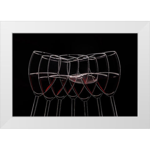 7 Glases White Modern Wood Framed Art Print by Trebuth, Heinz