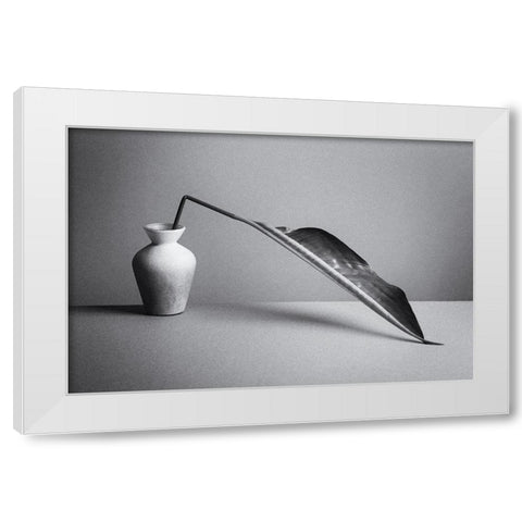 The Leaf White Modern Wood Framed Art Print by Oveckova, Kristina