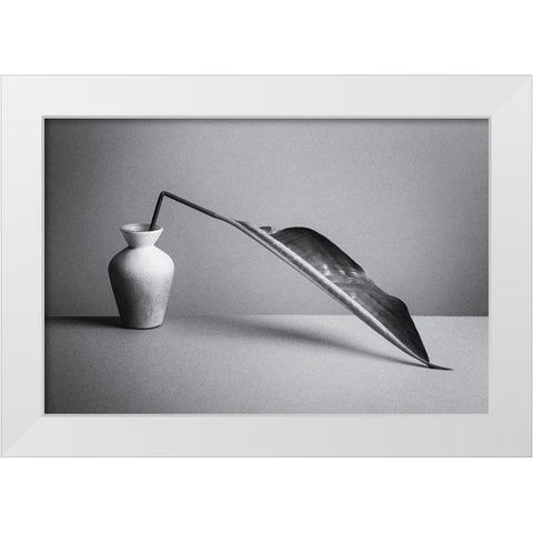 The Leaf White Modern Wood Framed Art Print by Oveckova, Kristina