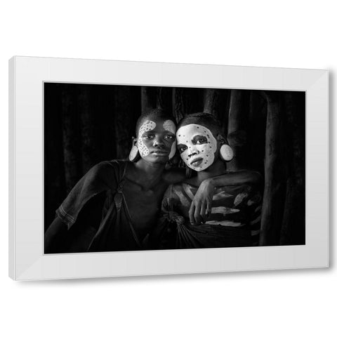 Friends White Modern Wood Framed Art Print by Beut, Jose