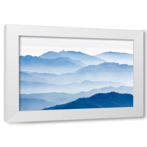Misty Mountains White Modern Wood Framed Art Print by Eom, Gwangseop