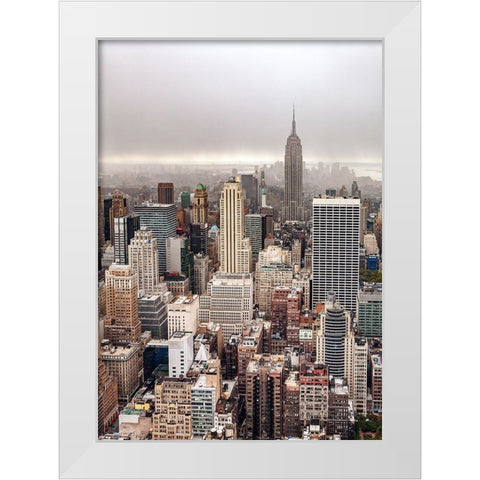 Foggy Day In Manhattan White Modern Wood Framed Art Print by Soderman, Par