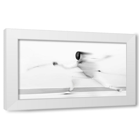 Fencing White Modern Wood Framed Art Print by Deng, Larry