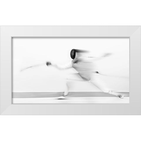 Fencing White Modern Wood Framed Art Print by Deng, Larry