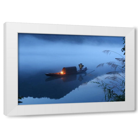 Dong Jiang Lake White Modern Wood Framed Art Print by Wong, Adam