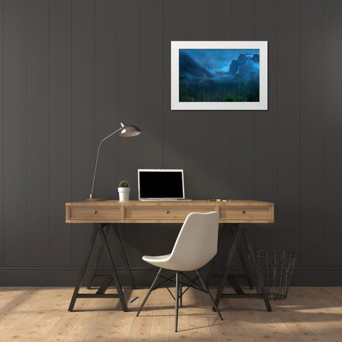Gloomy Mountain White Modern Wood Framed Art Print by Zhang, Yan