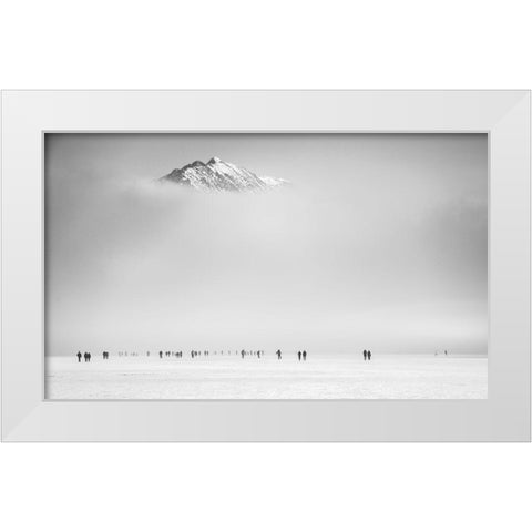 Under The Mountain White Modern Wood Framed Art Print by Krivec, Ales