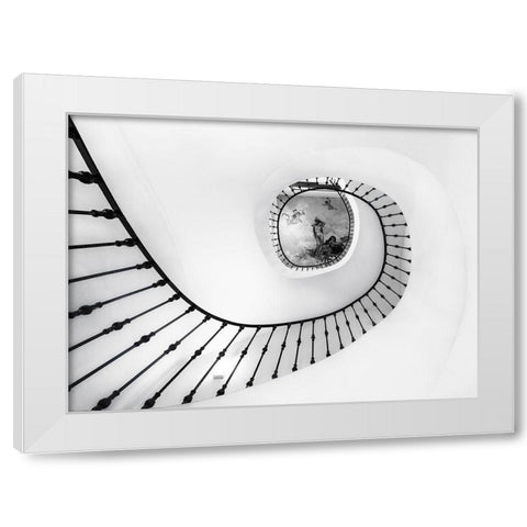 La Escalera White Modern Wood Framed Art Print by Antonio Trivino, Jose