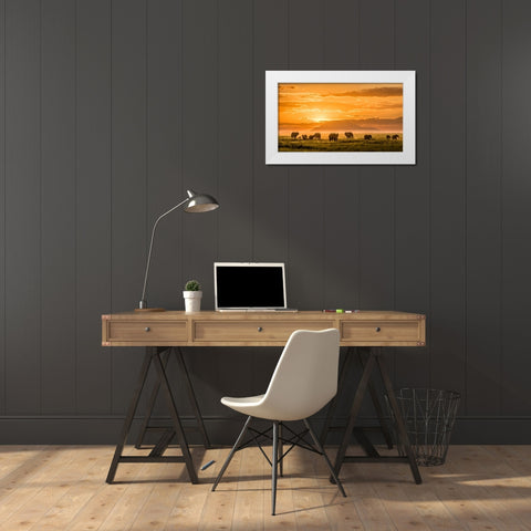 Golden Africa White Modern Wood Framed Art Print by J. Chen, John