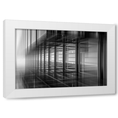 Lines And Patterns White Modern Wood Framed Art Print by Wogeck, Marianne