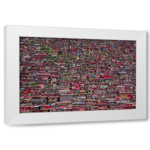 Larung Gar White Modern Wood Framed Art Print by Tianyu