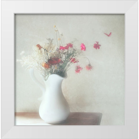 A Bunch Of Flowers White Modern Wood Framed Art Print by Devos, Delphine