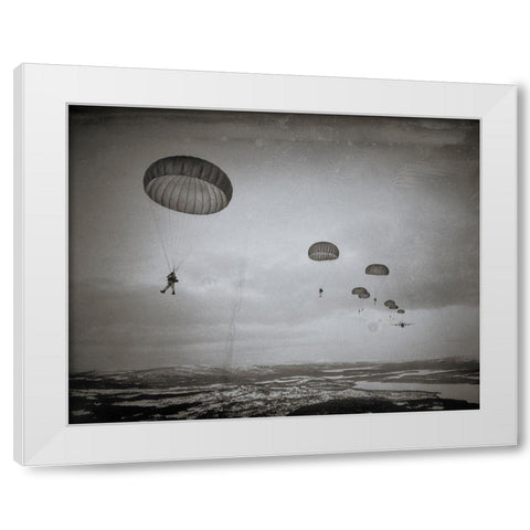 Airborne#4 In The Air White Modern Wood Framed Art Print by Van Hoecke, Martin