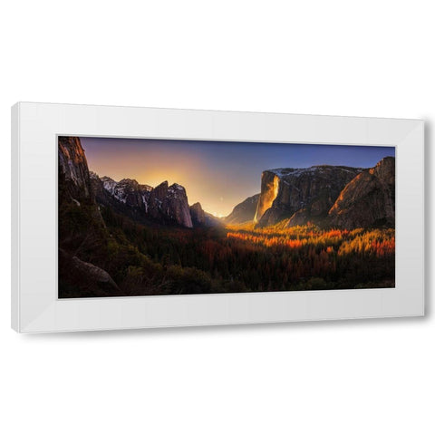 Yosemite Firefall White Modern Wood Framed Art Print by Zhang, Yan