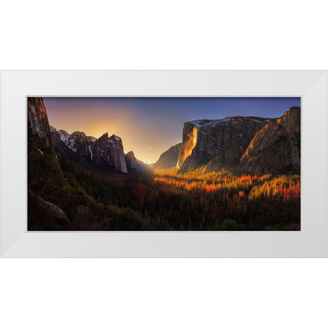 Yosemite Firefall White Modern Wood Framed Art Print by Zhang, Yan