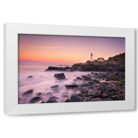 Portland Headlight White Modern Wood Framed Art Print by Zheng, Michael
