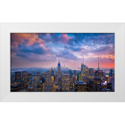 Top Of The Rock White Modern Wood Framed Art Print by Zheng, Michael