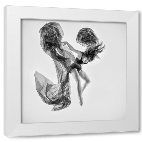 Falling To Earth White Modern Wood Framed Art Print by Elgar, Peter