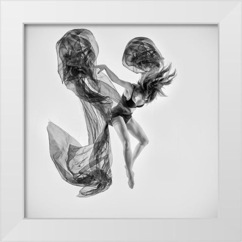 Falling To Earth White Modern Wood Framed Art Print by Elgar, Peter