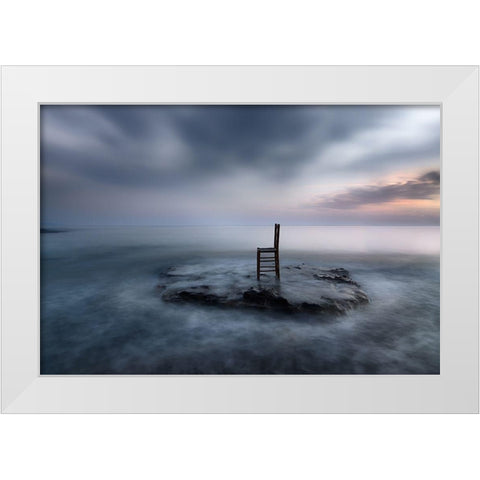 Of Tide-Dusk And Expectations White Modern Wood Framed Art Print by Kaimaki, Maria